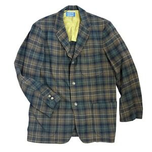 Pendleton‎ Vintage Flannel Jacket Shirt 1960's 100% Wool Plaid Men's Size Small